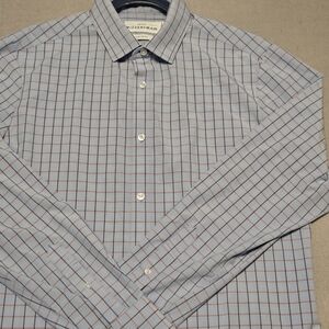 Mizzen+Main Leeward L Trim Fit Blue Checkered Casual Button Down Shirt